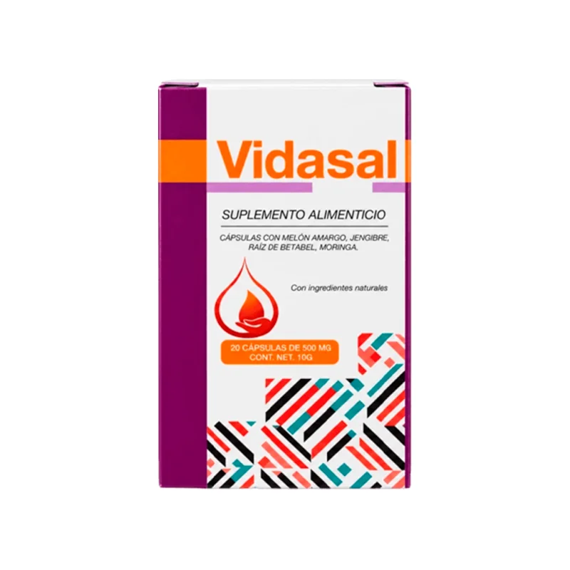 Vidasal — caja del suplemento con la lista de ingredientes